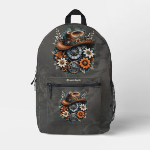 Sac À Dos Imprimé Gears en fleurs : Steampunk style cowboy.