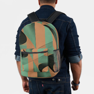 Sac À Dos Imprimé geometrical shapes retro vintage terracotta green
