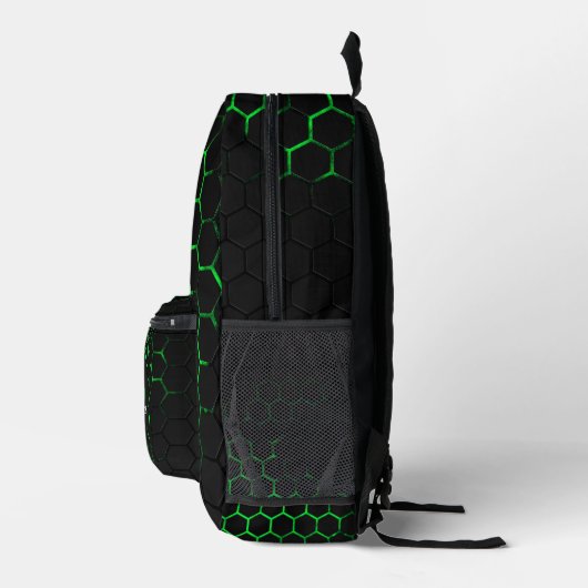 Sac À Dos Imprimé Géométrie en nid vert monogramme noir (Droite)