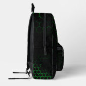 Sac À Dos Imprimé Géométrie en nid vert monogramme noir (Gauche)