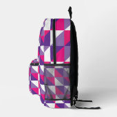 Sac À Dos Imprimé Géométrique Abstrait Rétro Rose Violet & Blanc (Droite)