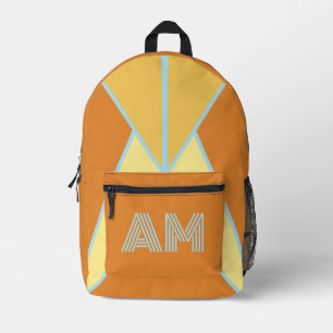 Sac À Dos Imprimé Géométrique Rétro Tendance Monogramme Orange Brûlé