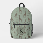 Sac À Dos Imprimé Girafe Monogramme Or Sur Sage (Recto)