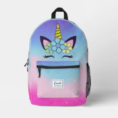 Sac À Dos Imprimé Girls mignonne Unicorn Rainbow Monogramme (Recto)