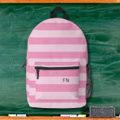 Sac À Dos Imprimé Girly Pastel Pink Stripes Monogrammes Initiales