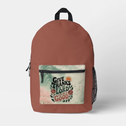 Sac À Dos Imprimé Give Thanks - Christian Backpack (Recto)