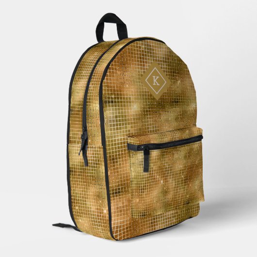Sac À Dos Imprimé Glam or parties scintillant disco miroirs motif mo (Coin arrière gauche)