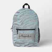 Sac À Dos Imprimé Glittery Zebra Imprimer sur bleu Personnalisé (Recto)