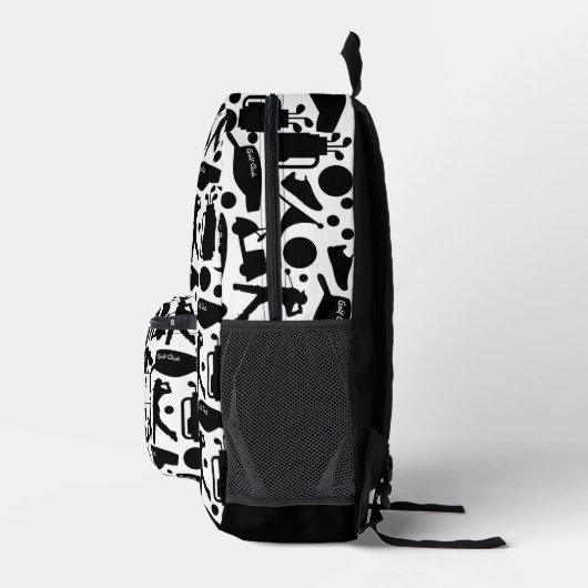 Sac À Dos Imprimé Golf Silhouette Pattern Classic Black & White  (Droite)