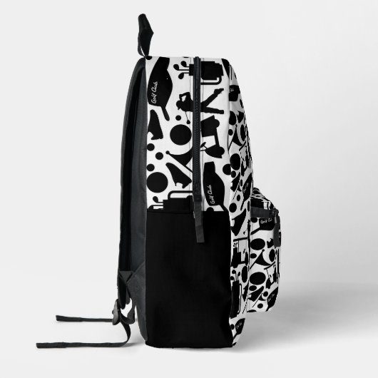 Sac À Dos Imprimé Golf Silhouette Pattern Classic Black & White (Gauche)
