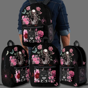 Sac À Dos Imprimé Goth rucksack araignées chats rose sombre emo