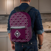 Sac À Dos Imprimé Gothique Crâne et dentelle Damas gris pourpre aube