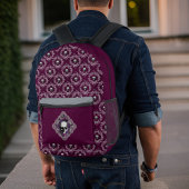 Sac À Dos Imprimé Gothique Crâne et dentelle Damas gris pourpre aube