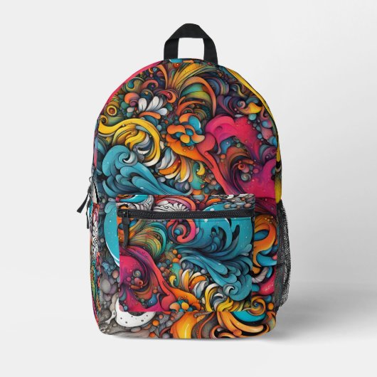 Sac À Dos Imprimé Graffiti Abstrait Motif Splash Art (Recto)