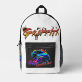 SAC À DOS IMPRIMÉ GRAFFITI GAS GUZZLER - VOITURE À DRIFT (Recto)