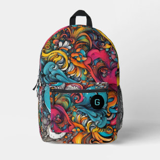 Sac À Dos Imprimé Graffiti Motif Abstrait Splash Art Customisé
