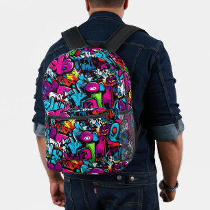 Sac À Dos Imprimé Graffiti urbain coloré