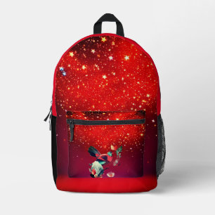 Sac À Dos Imprimé Grandes étoiles colorées sur un Arrière - plan rou