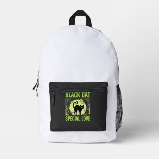 Sac À Dos Imprimé Graphisme d'amour spécial chat noir Halloween (Recto)