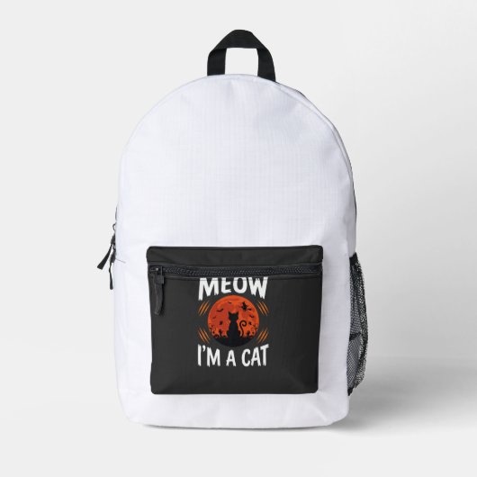 Sac À Dos Imprimé Graphisme de silhouette de chat de lune drôle d'Ha (Recto)