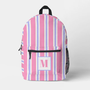 Sac À Dos Imprimé Gras à rayures roses et violettes - Monogramme