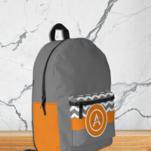 Sac À Dos Imprimé Gray Orange Chevron