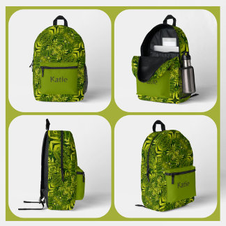 Sac À Dos Imprimé Green Ferns Kaleidoscope Boho Chic Abstrait
