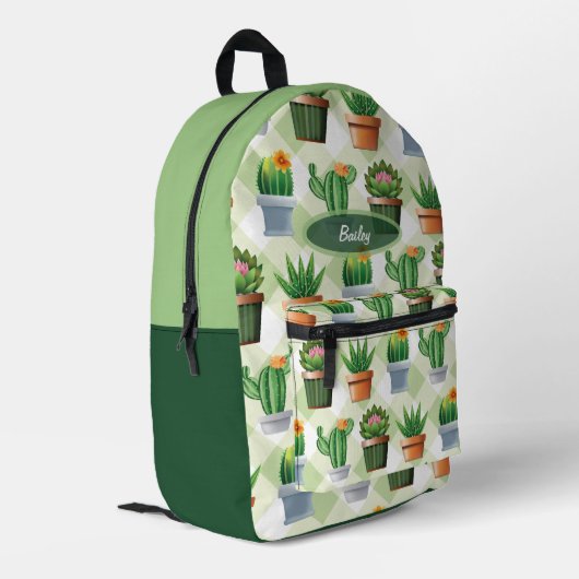 Sac À Dos Imprimé Green Gingham Cactus Pattern (Coin arrière gauche)