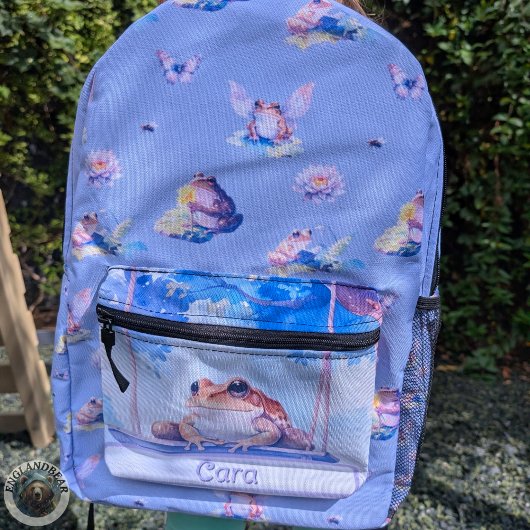 Sac À Dos Imprimé Grenouille à l'aquarelle sur un bois à aile