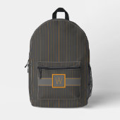 Sac À Dos Imprimé Gris avec rayures orange (Recto)