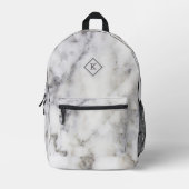 Sac À Dos Imprimé Gris blanc et gris en marbre | monogramme (Recto)