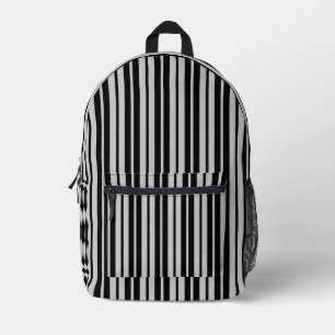 Sac À Dos Imprimé Gris cendré Noir Gris Bandes Verticales Design Mot