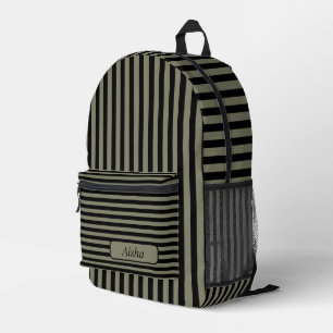 Sac À Dos Imprimé Gris Chaud Noir Vintage Nom Rayé