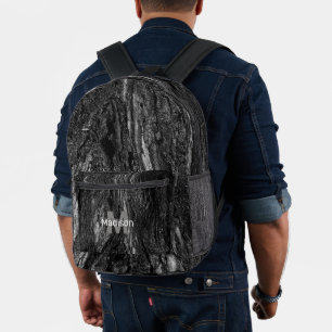 Sac À Dos Imprimé Gris écorce de bois foncé personnalisé Nom du mono