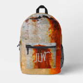 Sac À Dos Imprimé Gris et rouille Orange Grunge Urbain Industriel (Recto)