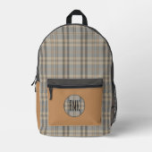 Sac À Dos Imprimé Gris Fossilisé Plaid Moderne (Recto)
