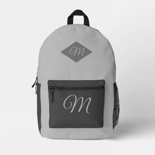 Sac À Dos Imprimé Gris monogramme à deux tons (Recto)