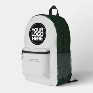 Sac À Dos Imprimé Gris vert Logo et texte personnalisés