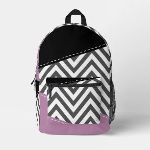 Sac À Dos Imprimé Gris Zigzag, Gris Chevron, Motif Zigzag, Violet