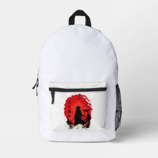 Sac À Dos Imprimé Guerrier samouraï Bushido Lune rouge Japonais vint