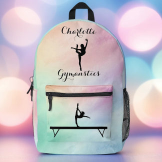 Sac À Dos Imprimé Gymnastique Pastel Purple Green Personnalisé