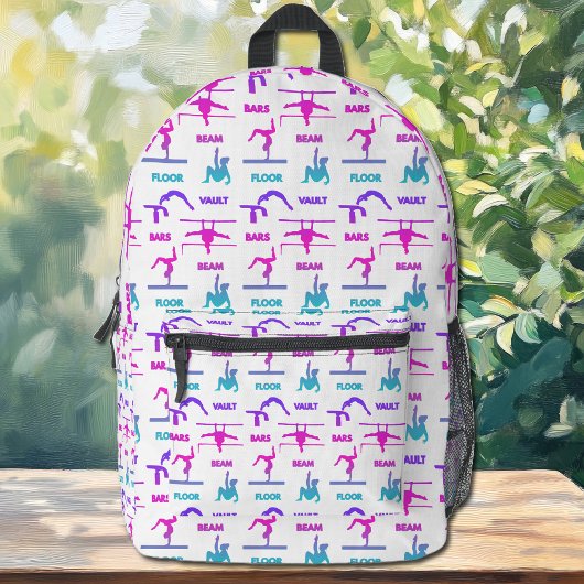 Sac À Dos Imprimé Gymnastique Pink Violet Turquoise Vault Bars Poutr