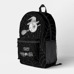 Sac À Dos Imprimé Halloween balai sorcière, globe oculaire effrayant