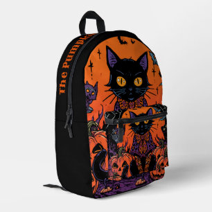 Sac À Dos Imprimé Halloween,Le rôdeur du champ de citrouilles,Chat n