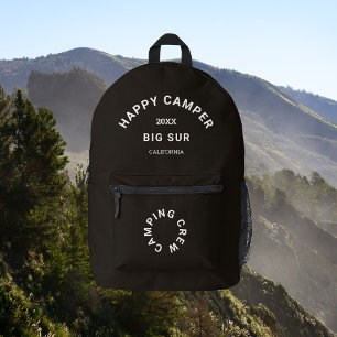 Sac À Dos Imprimé Happy Camper Crest Camping Crew Vintage Black