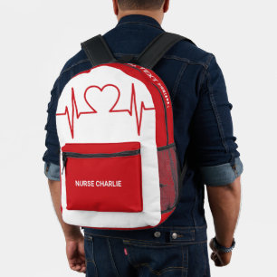 Sac À Dos Imprimé Heart EKG nom et profession personnalisés