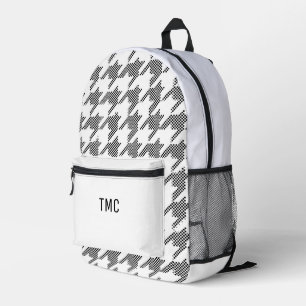 Sac À Dos Imprimé Herringbone Designer noir blanc INITIALES Chic