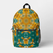 Sac À Dos Imprimé Hex Mandala bleu et jaune (Recto)
