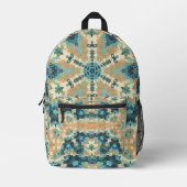 Sac À Dos Imprimé Hex Mandala bleu et orange (Recto)