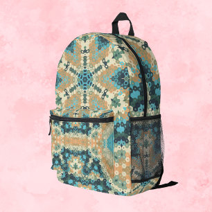 Sac À Dos Imprimé Hex Mandala bleu et orange
